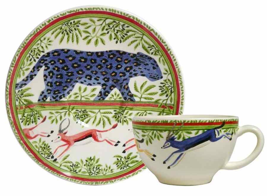 Zenaba Flat Cup & Saucer Set by Faiencerie De Gien-1