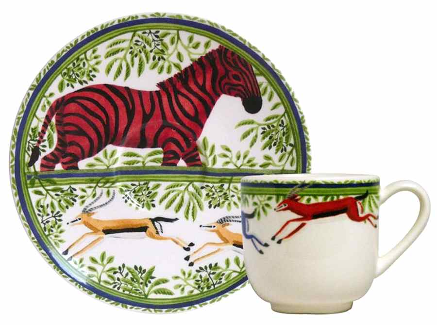 Zenaba Espresso Cup and Saucer Set by Faiencerie De Gien-1