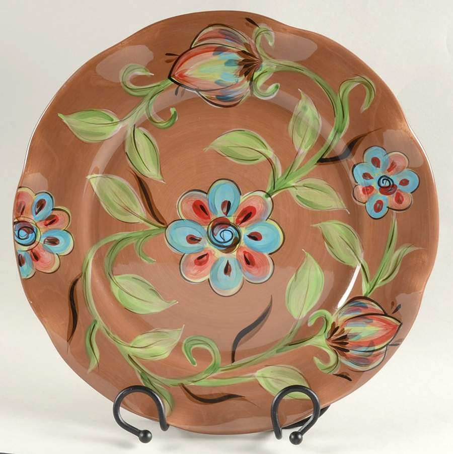 Cottage Garden 15" Round Chop Platter & Metal Stand by Gail Pittman-1