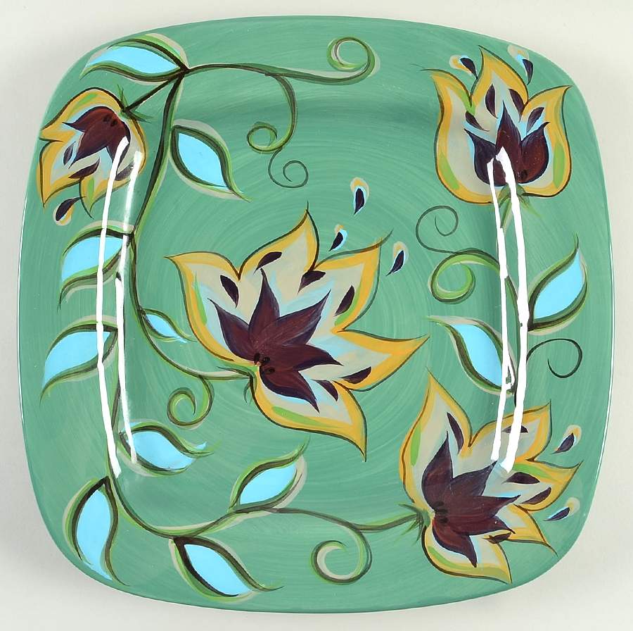 Green Bountiful 15" Square Serving Platter by Gail Pittman-1