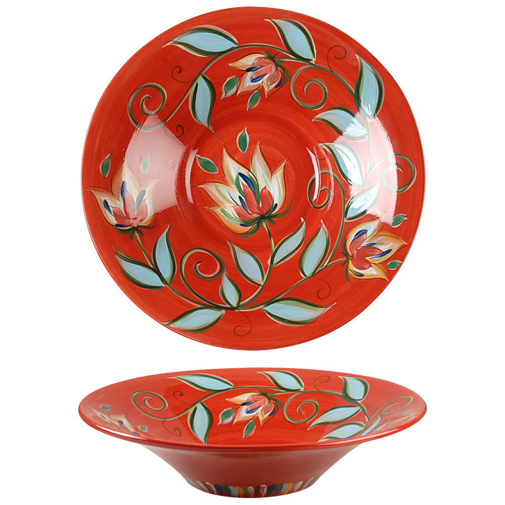 Red Bountiful 15" Round Serving Bowl by Gail Pittman-1