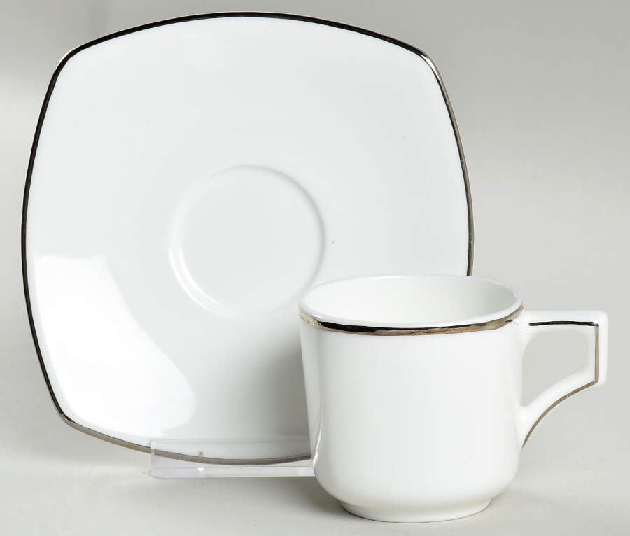Filo Platino (Platinum) Flat Demitasse Cup & Saucer Set by Ginori 1735-1