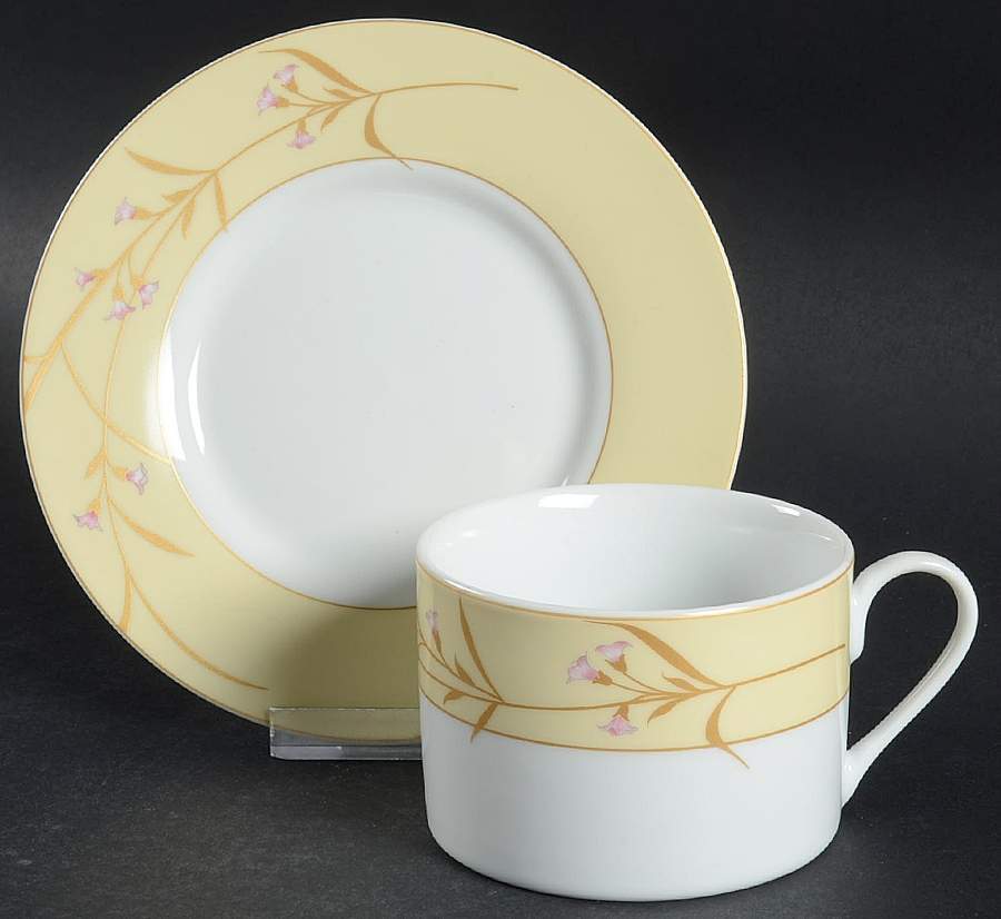 Golden Blossom Flat Cup & Saucer Set by Gorham-1