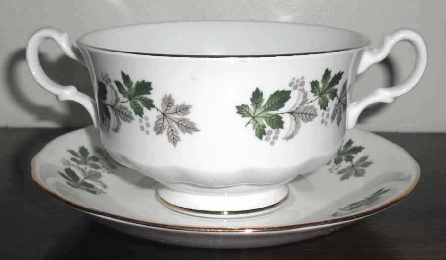 GAU8 Footed Cream Soup Bowl & Saucer Set by Gainsborough-1
