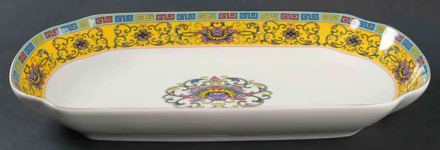 Yellow Dynasty 11" Rectangular Serving Platter by Gracie Bone China-1