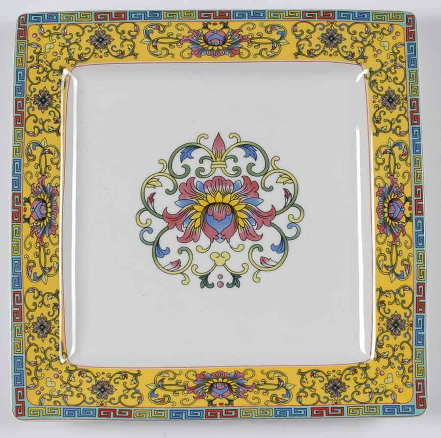 Yellow Dynasty 10" Square Serving Platter by Gracie Bone China-1