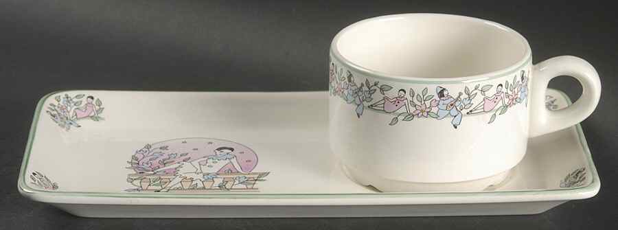 Pierrot Et Colombine Snack Plate & Cup Set by Faiencerie De Gien-1