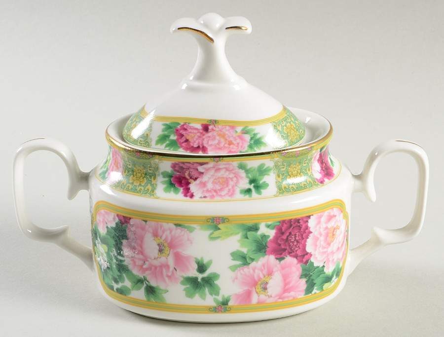 Peony Sugar Bowl & Lid by Gracie Bone China-1