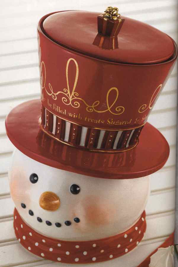 Merry Snowman Figural Cookie Jar & Lid by Grasslands Road-1