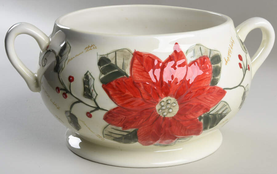 Poinsettia Happy Holidays Tureen No Lid by Gibson Designs-1