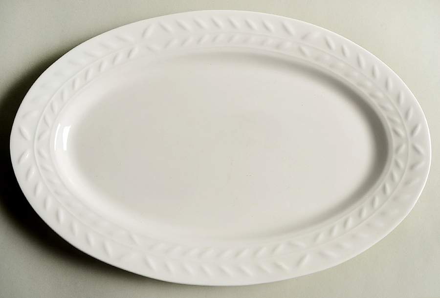 White Laurel 12" Oval Serving Platter by Gourmet Expressions-1