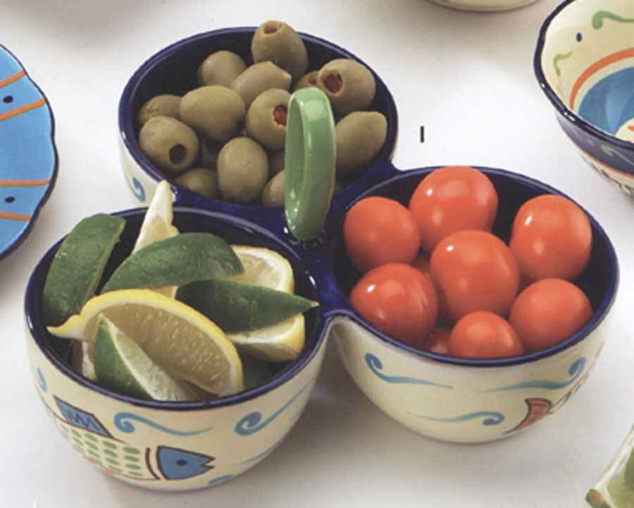 Fiesta Fish Collection 3 Part Condiment Server W/Center Handle by Global Amici-1