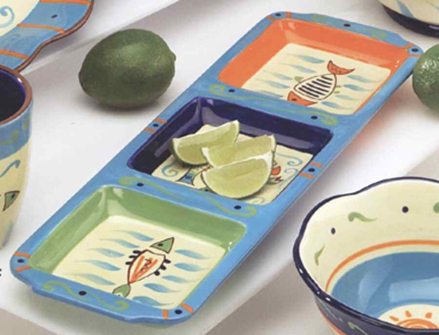 Fiesta Fish Collection 3 Part Rectangular Divided Server by Global Amici-1