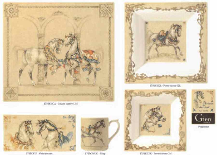 Chevaux du Vent 11" Square Serving Platter by Faiencerie De Gien-1