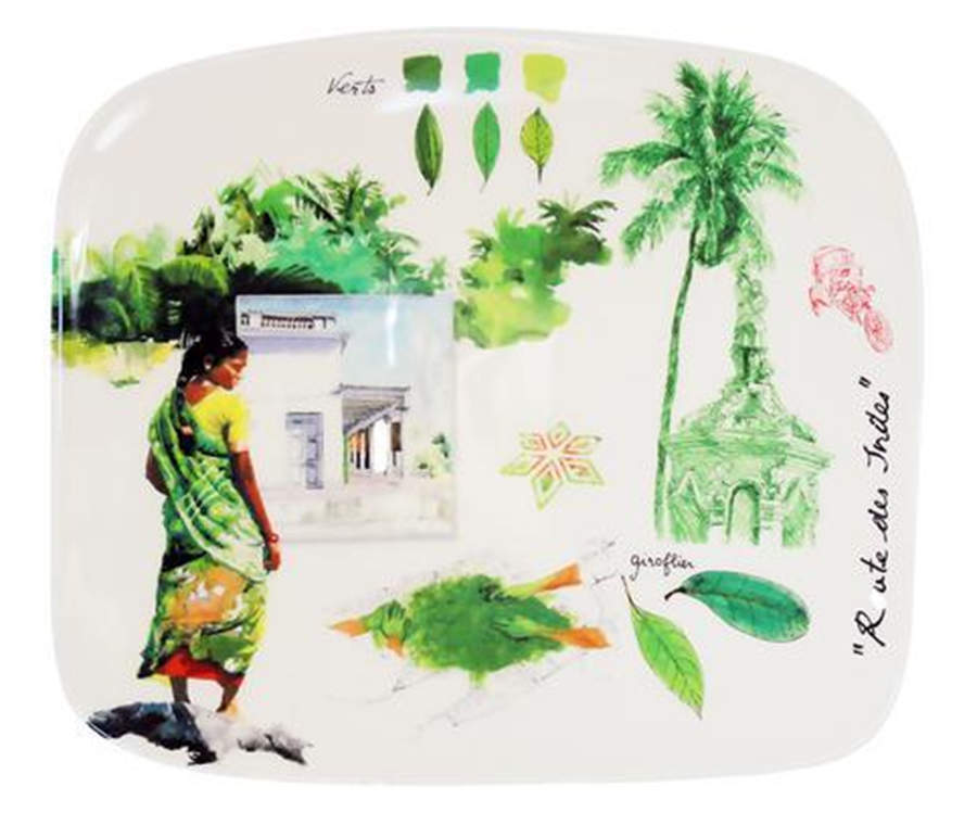Route des Indes 7" Square Plate by Faiencerie De Gien-1