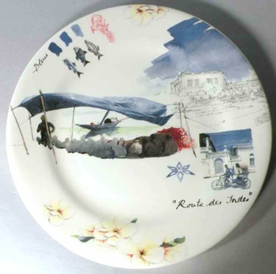 Route des Indes Salad/Dessert Plate by Faiencerie De Gien-1