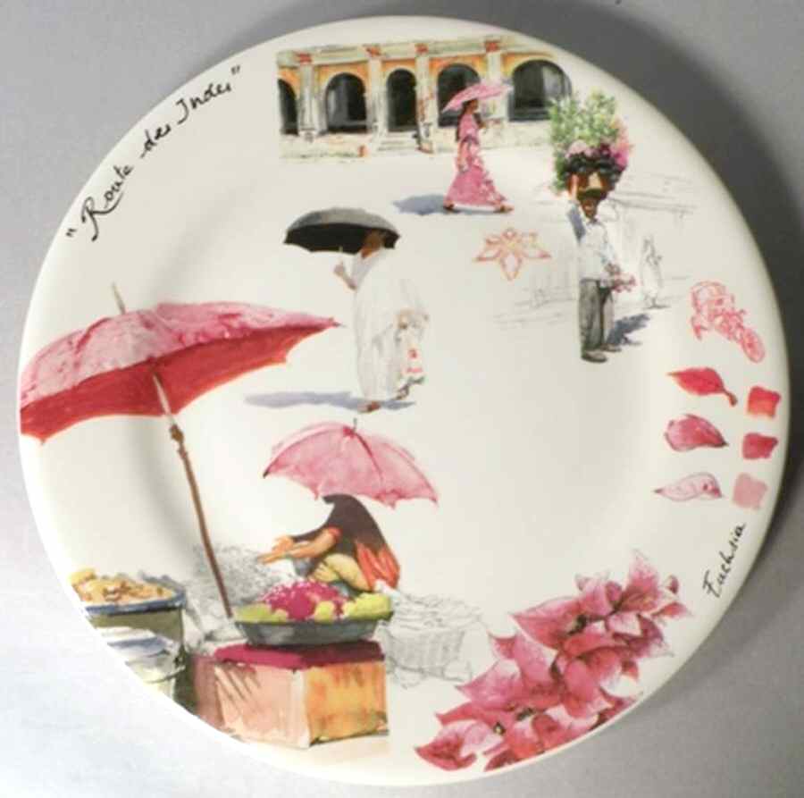 Route des Indes Salad/Dessert Plate by Faiencerie De Gien-1