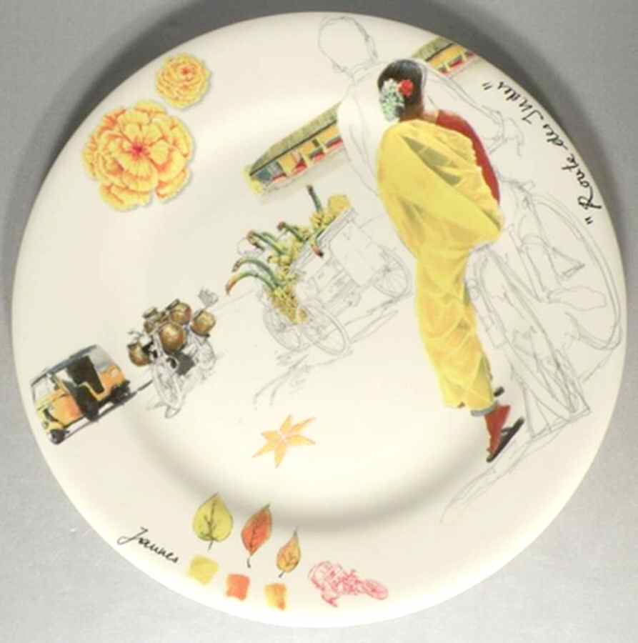 Route des Indes Salad/Dessert Plate by Faiencerie De Gien-1