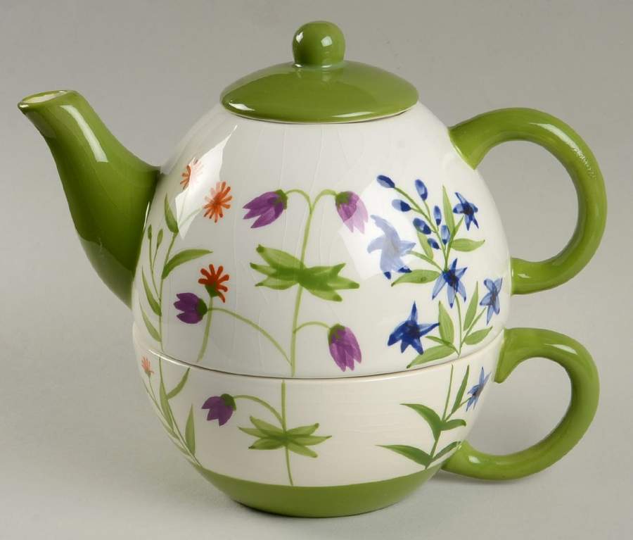 Botanical Garden Individual Teapot & Lid with Cup by Ganz-1