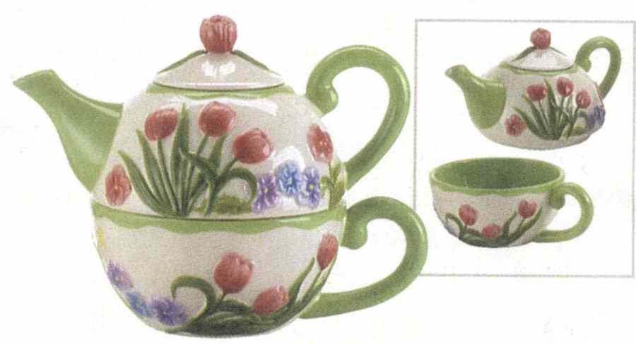 Floral Bunny Individual Teapot & Lid by Ganz-1