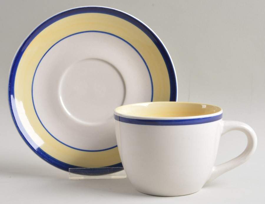 Tavernware Yellow (Coupe) Flat Cup & Saucer Set by Gibson Designs-1