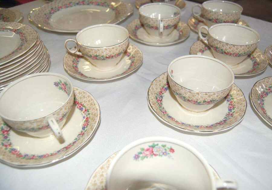 Pompadour Flat Cup & Saucer Set by Grindley-1