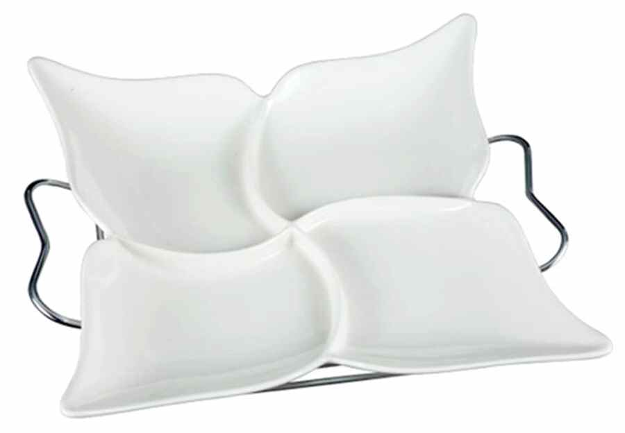 Fiori Divided 4-Part Square Platter & Metal Stand by Godinger-1