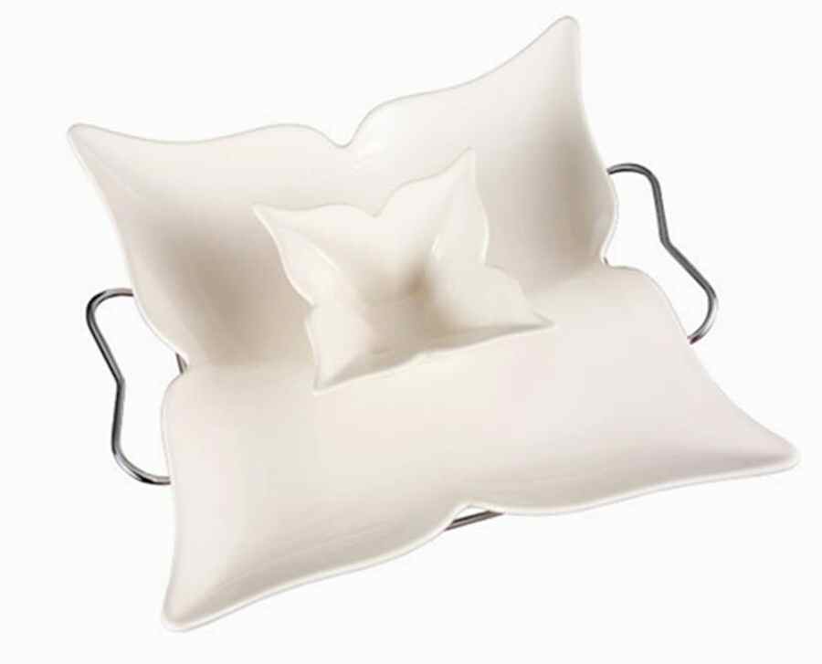 Fiori Chip & Dip W/Metal Stand (10" & 4" Bowls) by Godinger-1