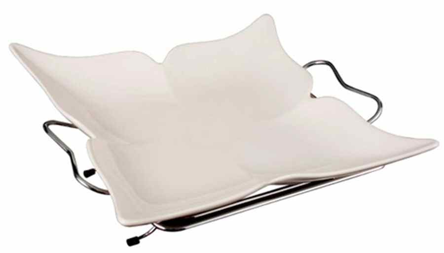 Fiori 12" Square Platter & Metal Stand by Godinger-1