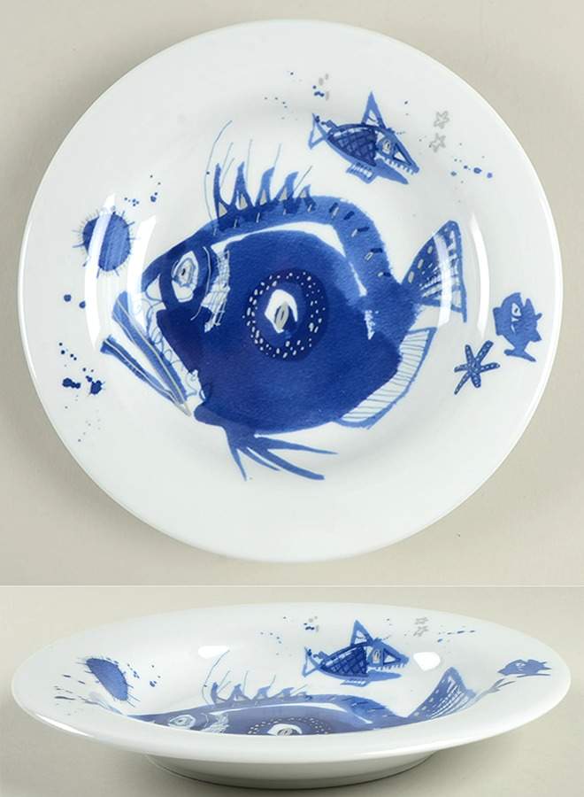 Ocean (Blue) Large Rim Soup Bowl by Gilitzer Porzellan-1