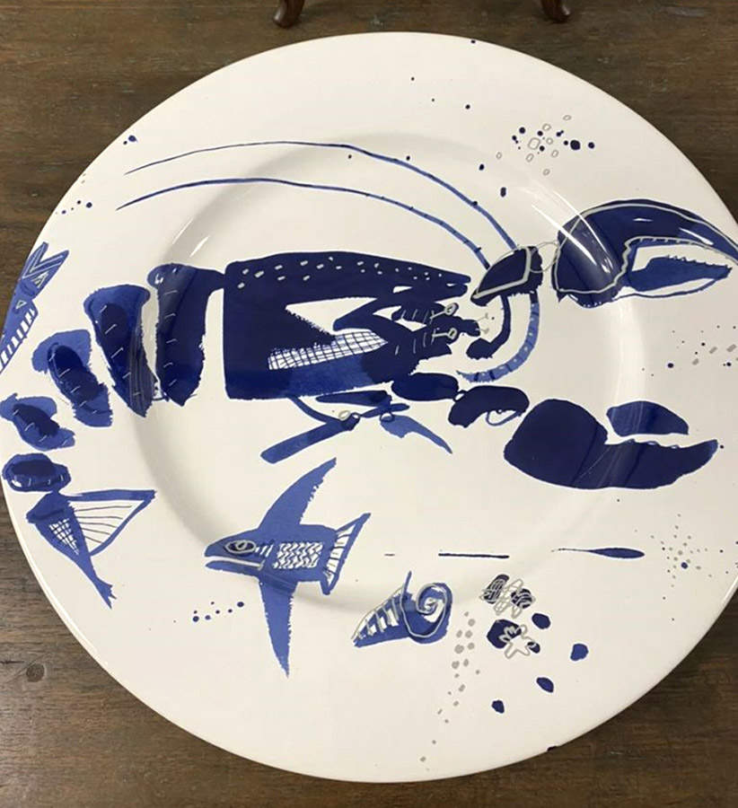 Ocean (Blue) 15" Chop Plate (Round Platter) by Gilitzer Porzellan-1