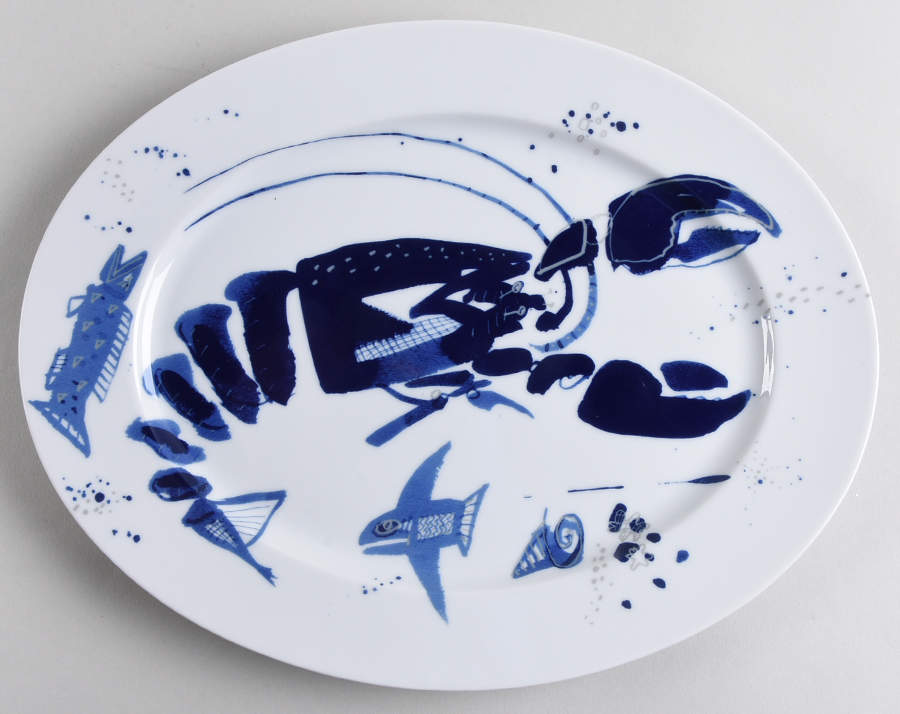 Ocean (Blue) 12" Oval Serving Platter by Gilitzer Porzellan-1