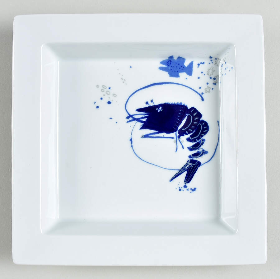 Ocean (Blue) Square Salad Plate by Gilitzer Porzellan-1