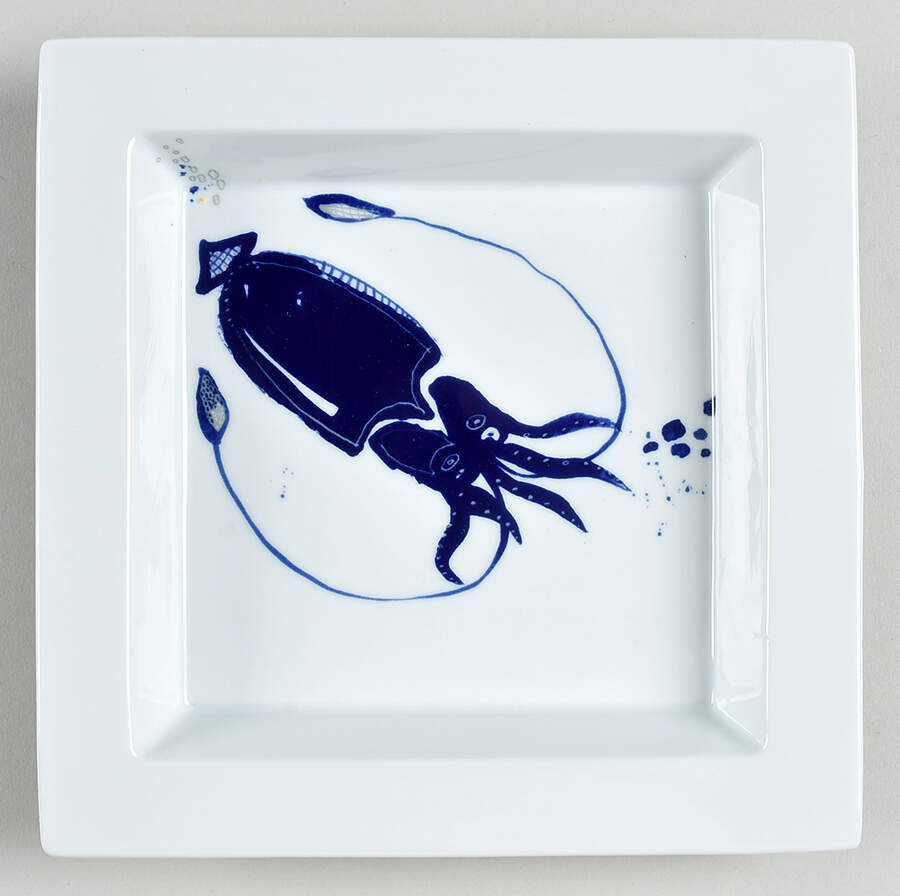 Ocean (Blue) Square Salad Plate by Gilitzer Porzellan-1