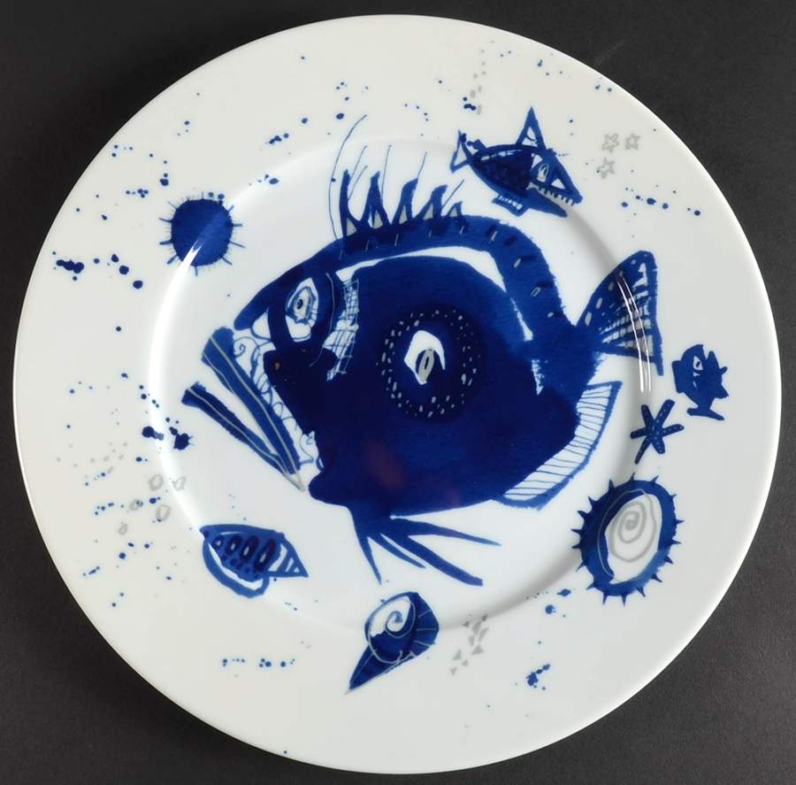 Ocean (Blue) Dinner Plate by Gilitzer Porzellan-1
