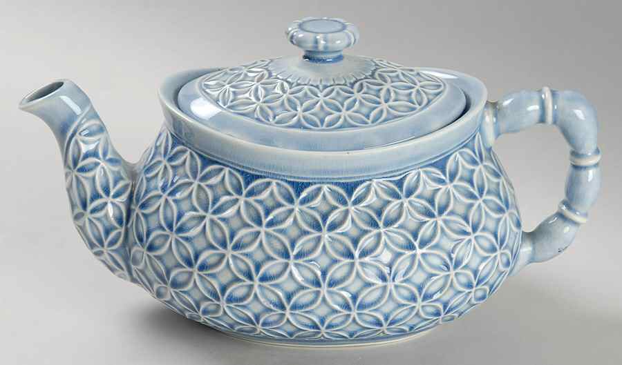 Geometric Blue Teapot & Lid by WS George-1
