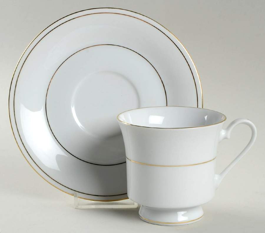 GWL1 Footed Cup & Saucer Set by Gold Works Ltd-1