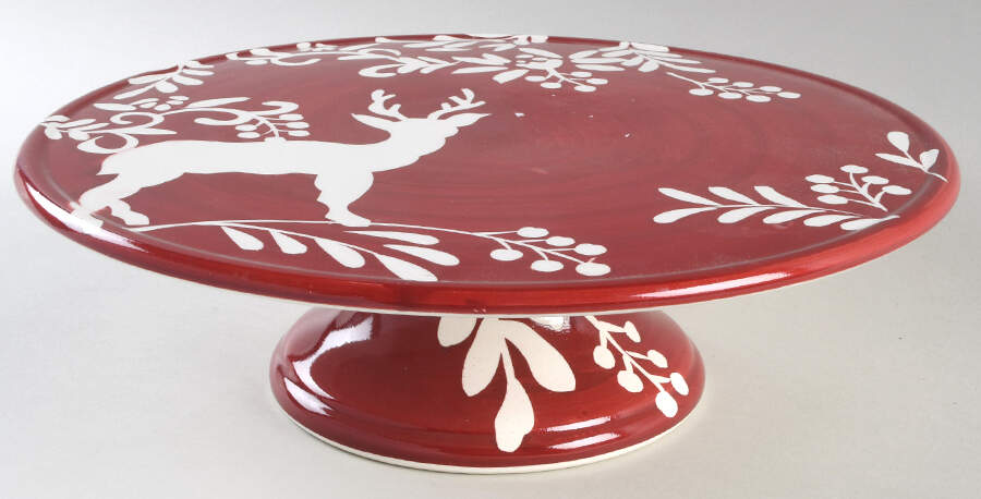 Reindeer Silhouette 12" Diameter Pedestal Cake Stand by Gibson Designs-1