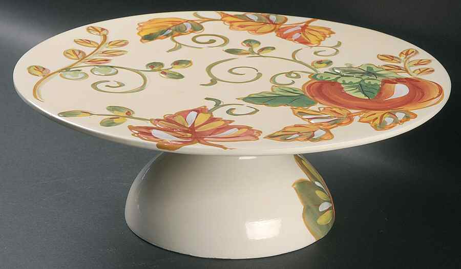 Harvest Tradition 11" Diameter Pedestal Cake Stand by Gibson Designs-1