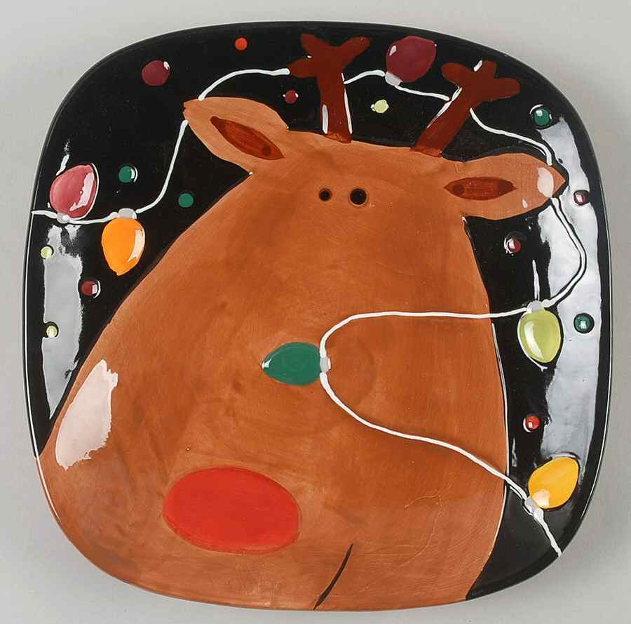 Santa in Lights Square Salad Plate by Gibson Designs-1