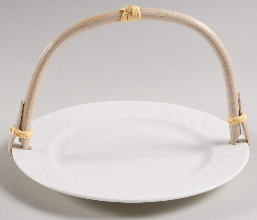 Diamond Quilt 5 3/8"-5 5/8" Bamboo Handled Serving Plate  HC by Gibson Designs-1