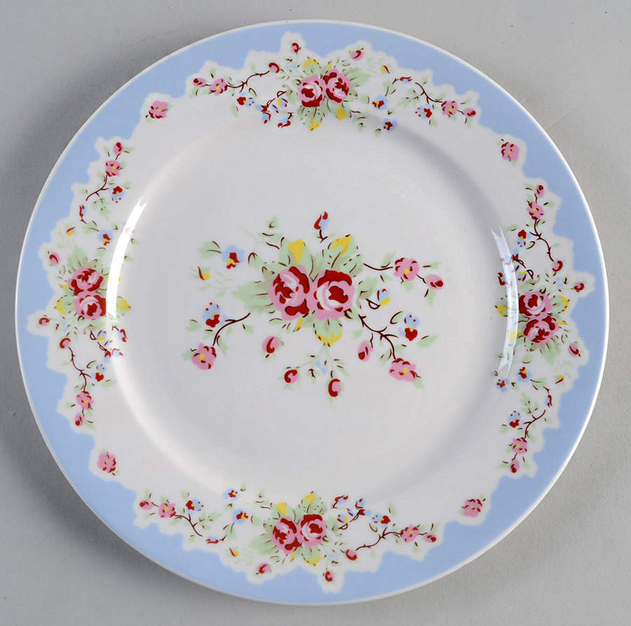 Blue Vintage Rose Salad/Dessert Plate by Gracie Bone China-1