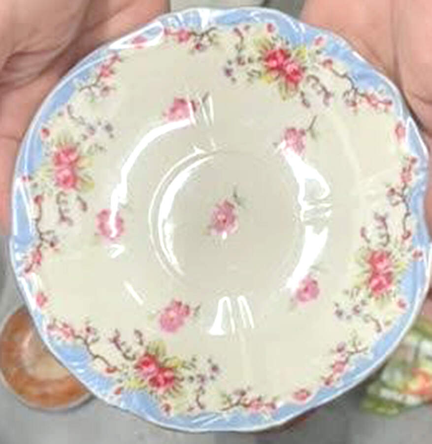 Blue Vintage Rose Saucer by Gracie Bone China-1