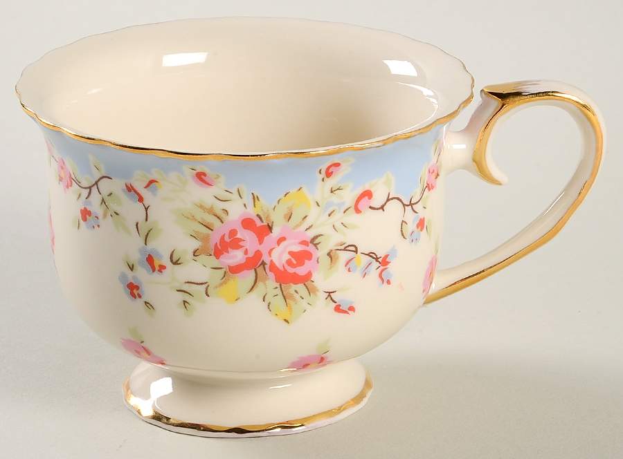 Blue Vintage Rose Cup for Dessert Plate & Cup Set by Gracie Bone China-1