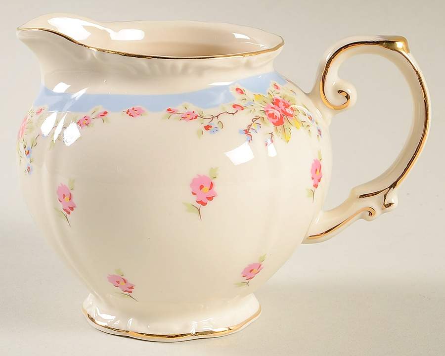 Blue Vintage Rose Creamer by Gracie Bone China-1