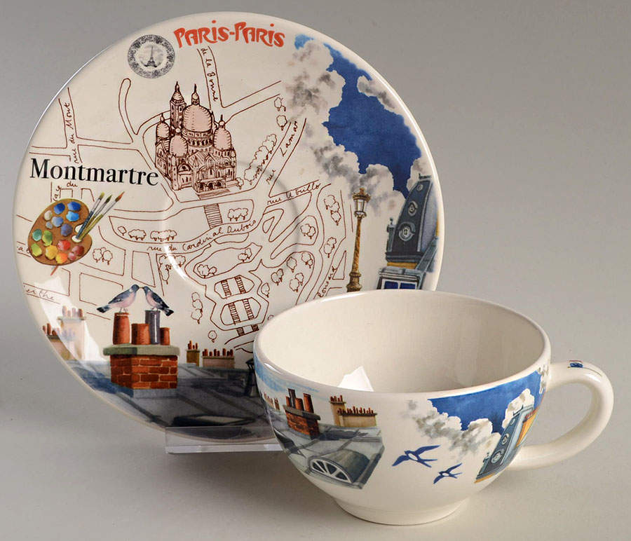 Paris Paris Breakfast Cup & Saucer Set by Faiencerie De Gien-1