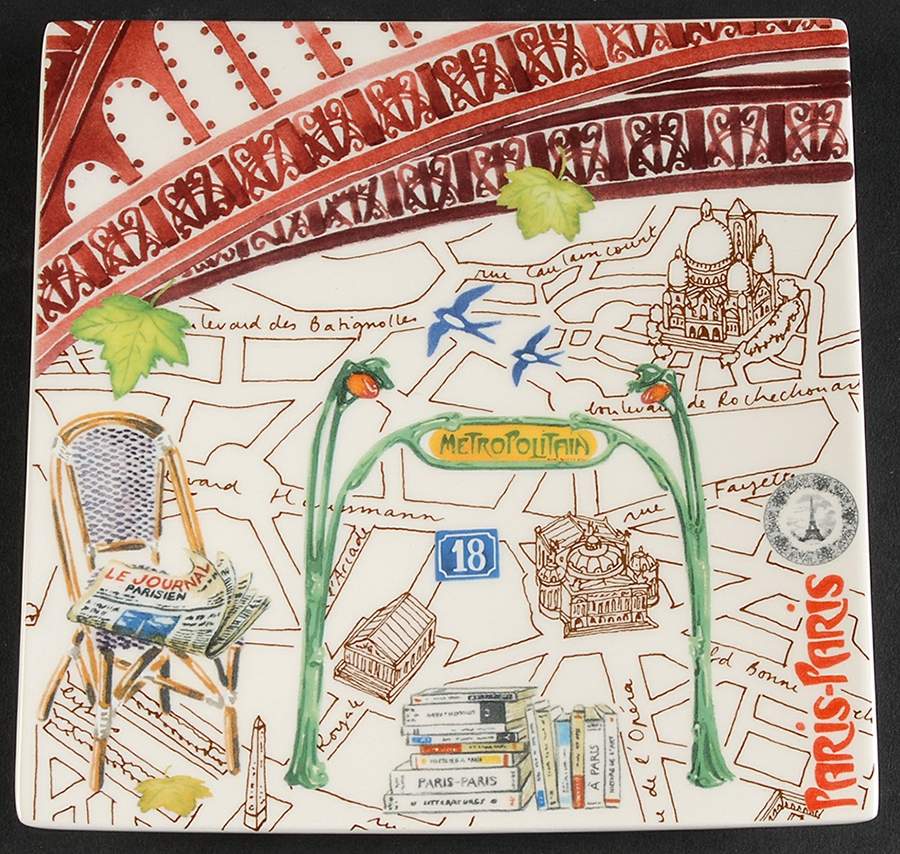 Paris Paris 6" Square Plate by Faiencerie De Gien-1