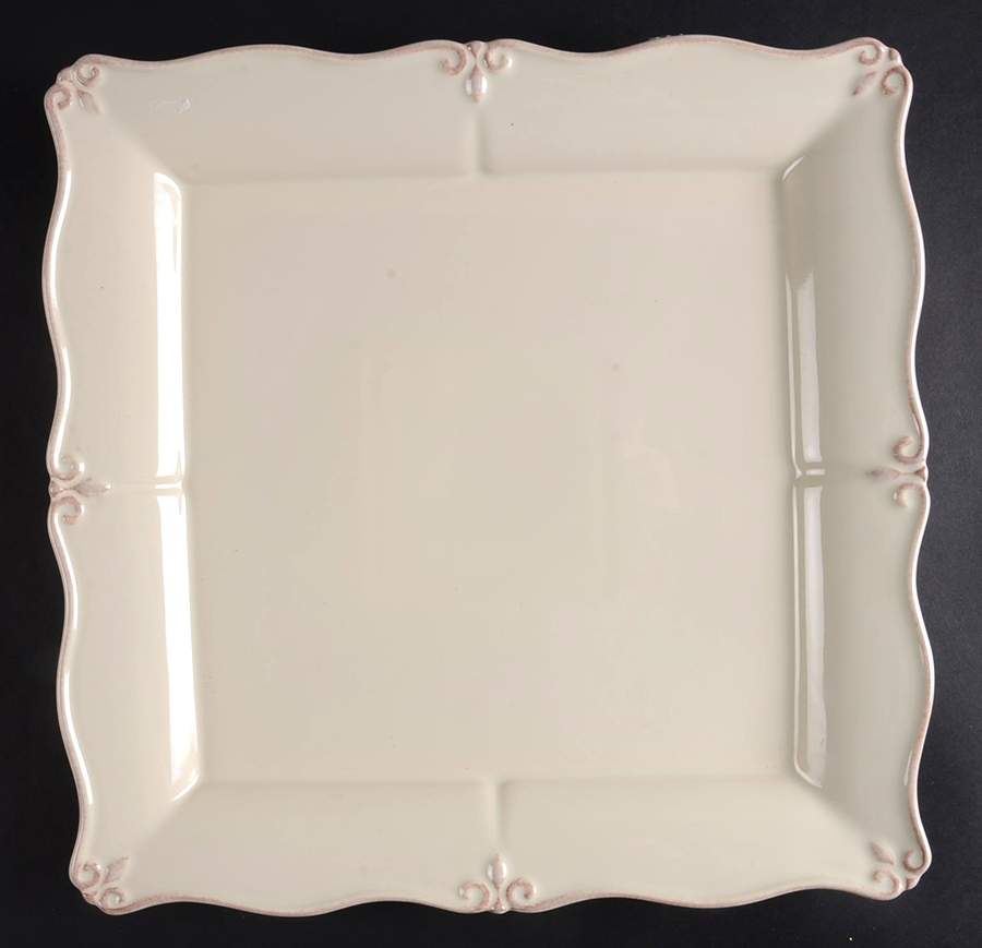 Solid Glazed French Cream 13" Square Serving Platter by Gail Pittman-1
