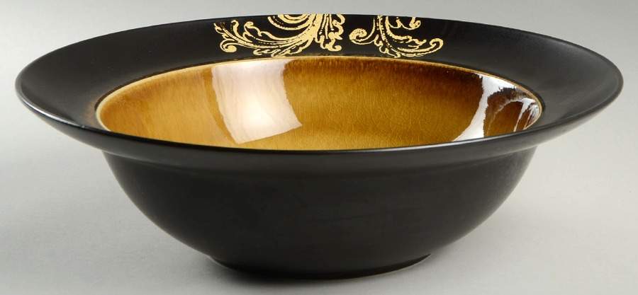 Honey Damask 13" Round Serving Bowl by Gourmet Expressions-1