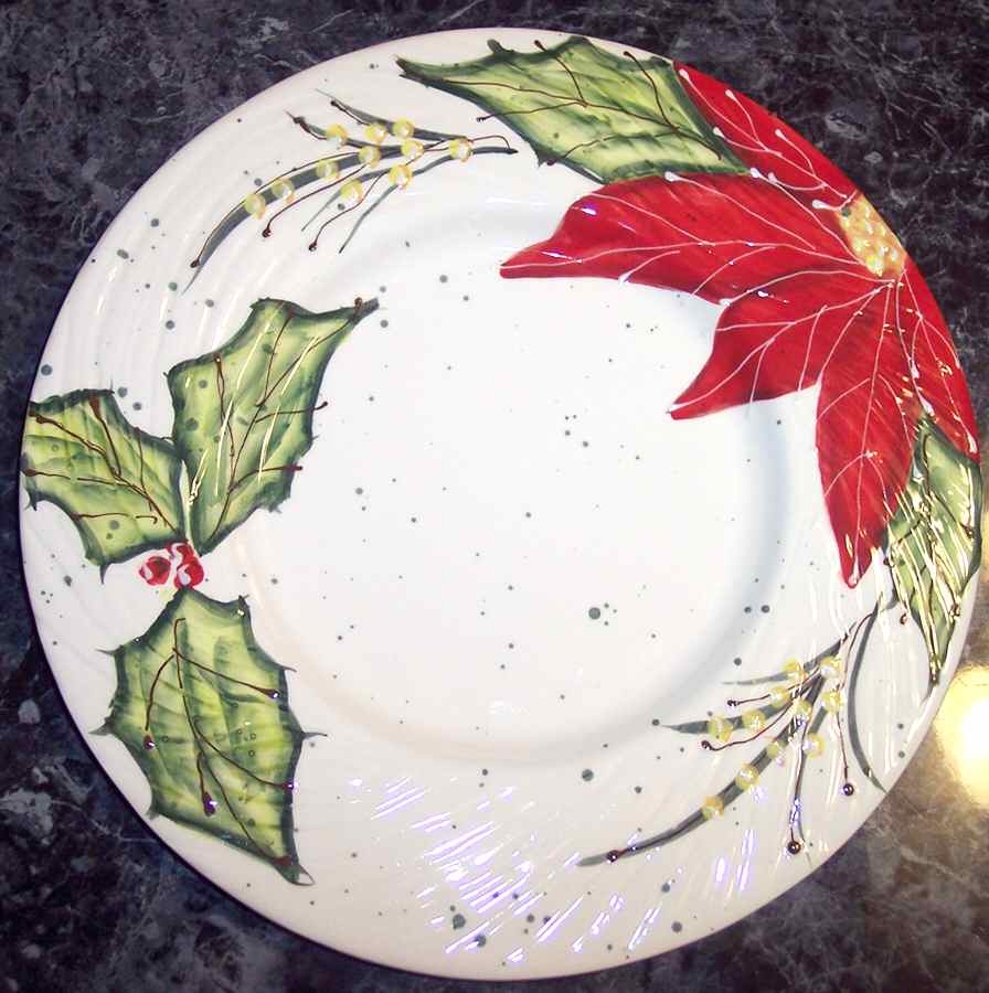 Christmas Poinsetta Assortment Dinner Plate by Ganz-1